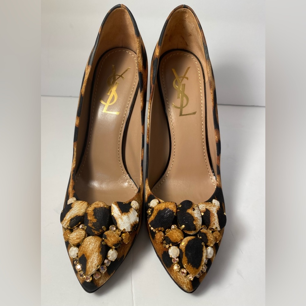 YSL Yves Saint Laurent leopard pumps heels 35 - Picture 5 of 11